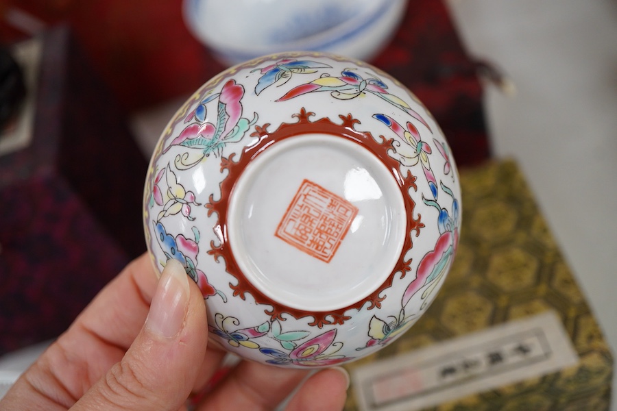 A collection of late 20th century Chinese boxed eggshell bowls